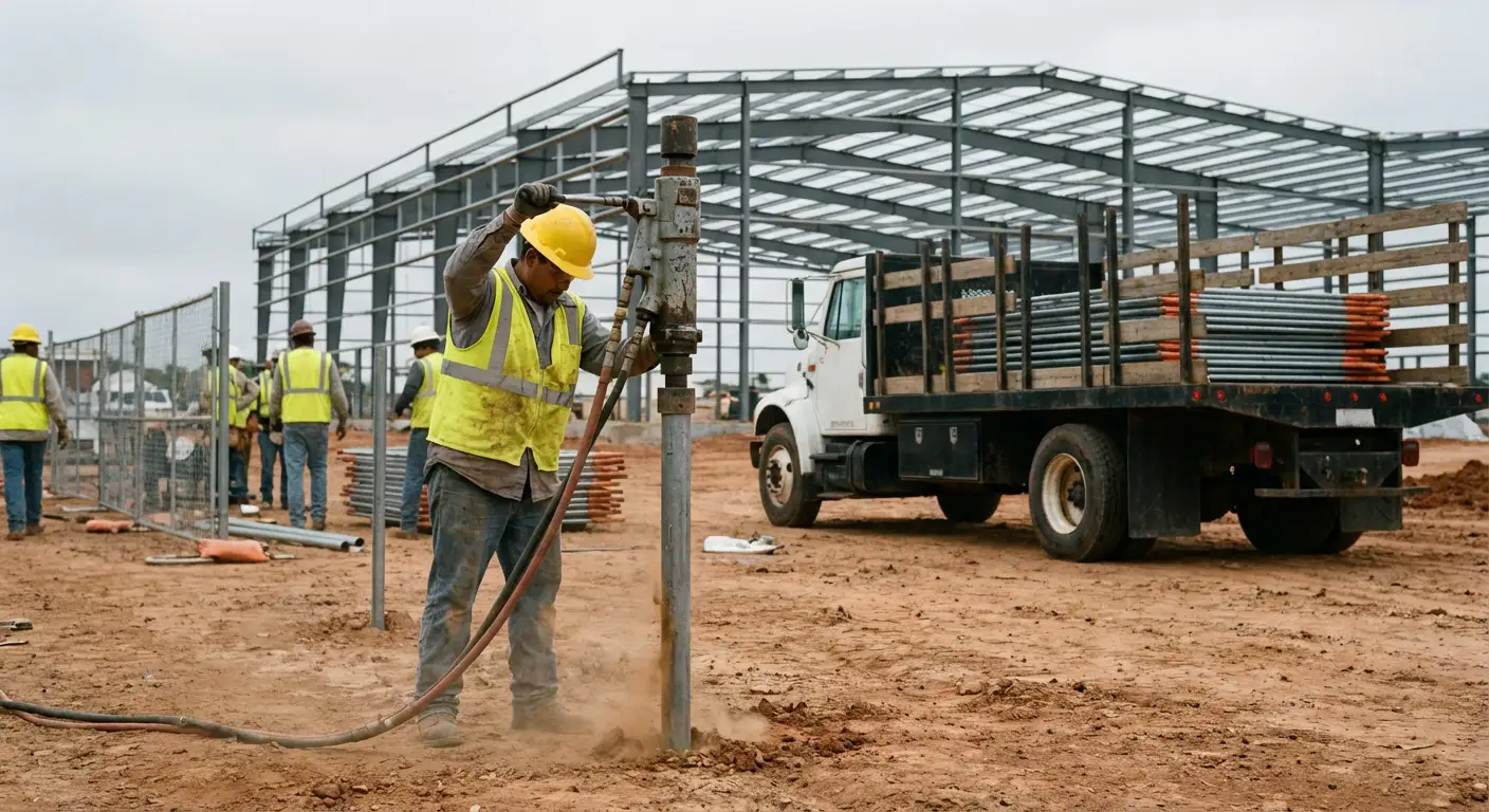 Industrial fencing installation site in Florissant, MO