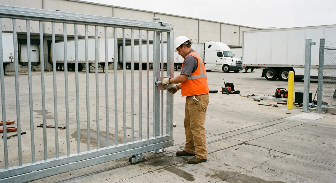 Heavy-duty temporary fencing installation in Florissant