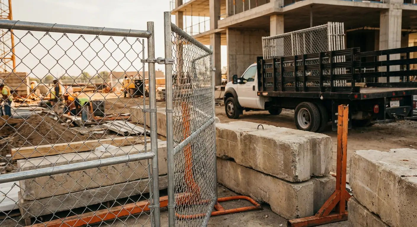 Commercial temporary fencing installation site in Florissant, MO
