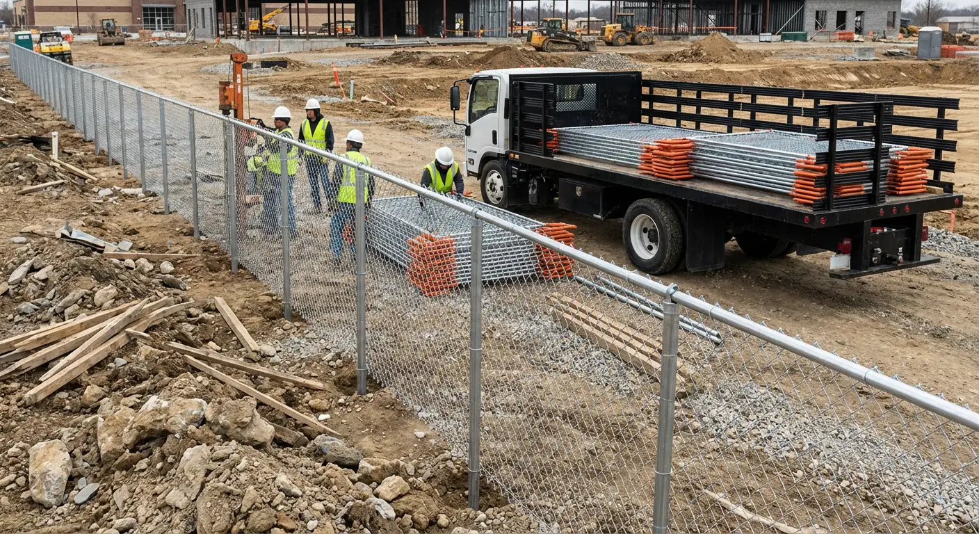 Post-Driven Construction Fence in Florissant, MO