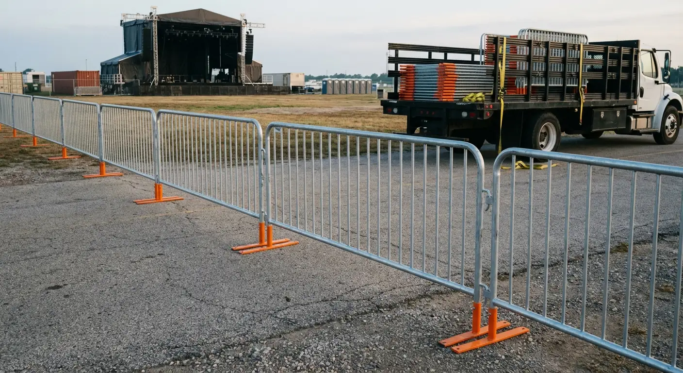 Crowd control barricade setup in Florissant, MO