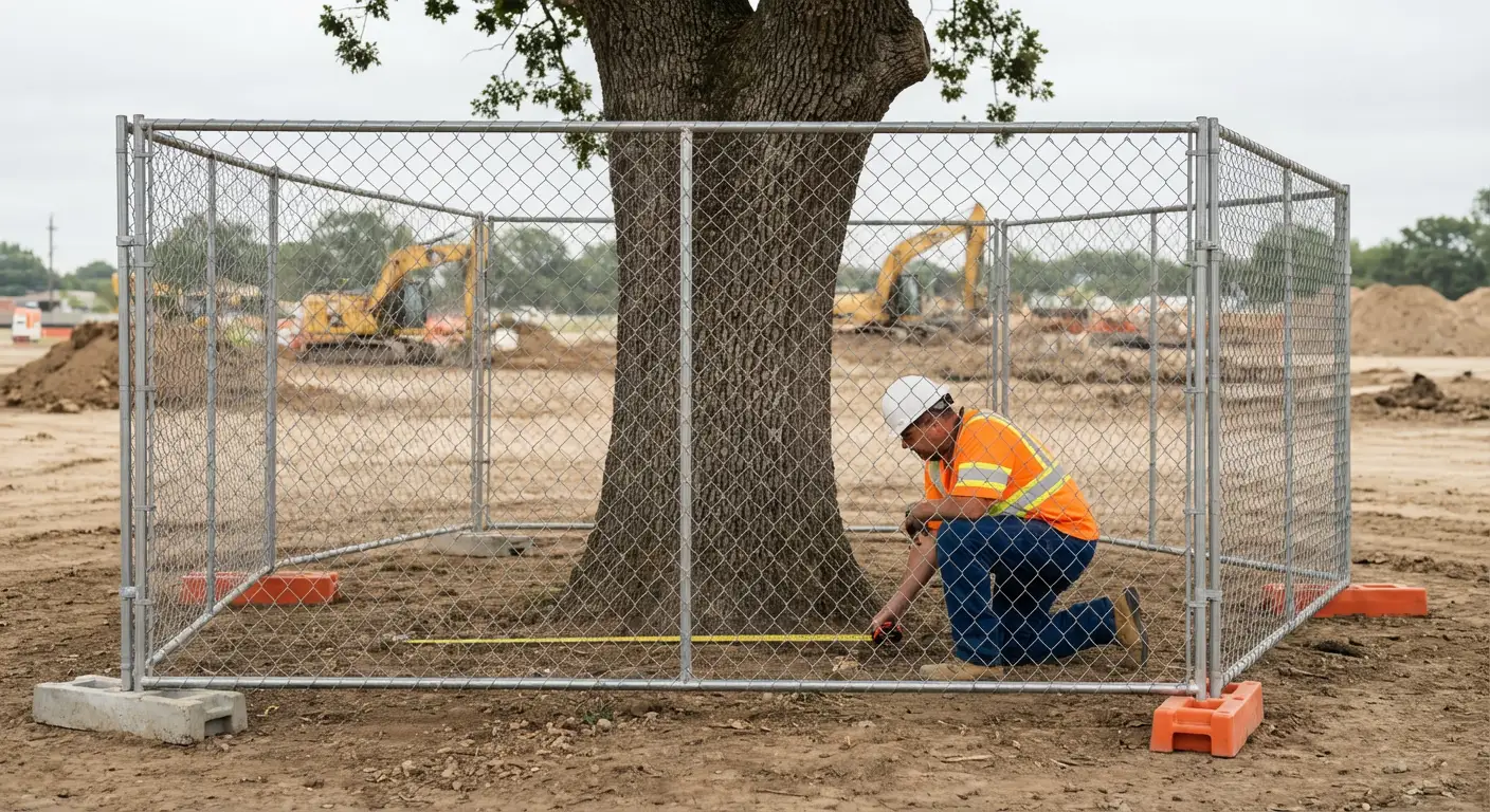 Tree protection zone fencing installation in Florissant, MO