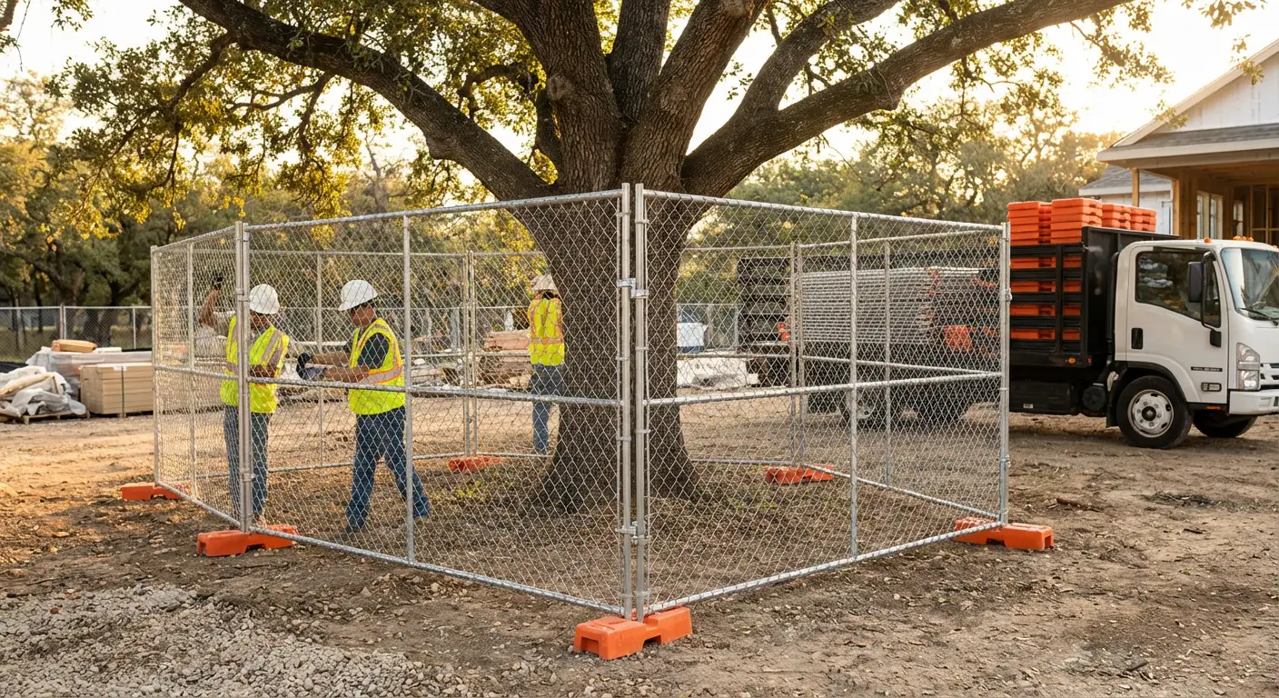 Tree protection zone fencing background in Florissant, MO