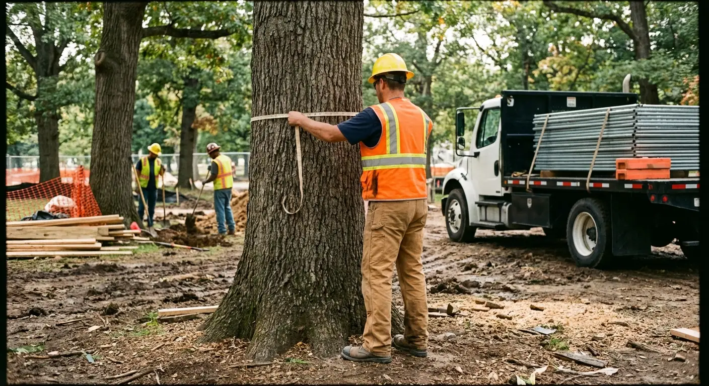 Tree protection zone fencing installation in Florissant, MO