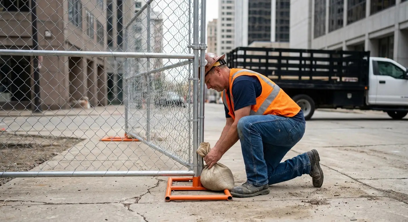 Temporary fence installation in Downtown Florissant area