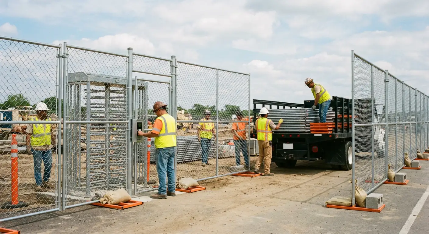 Secure construction site with temporary fencing in Florissant, MO