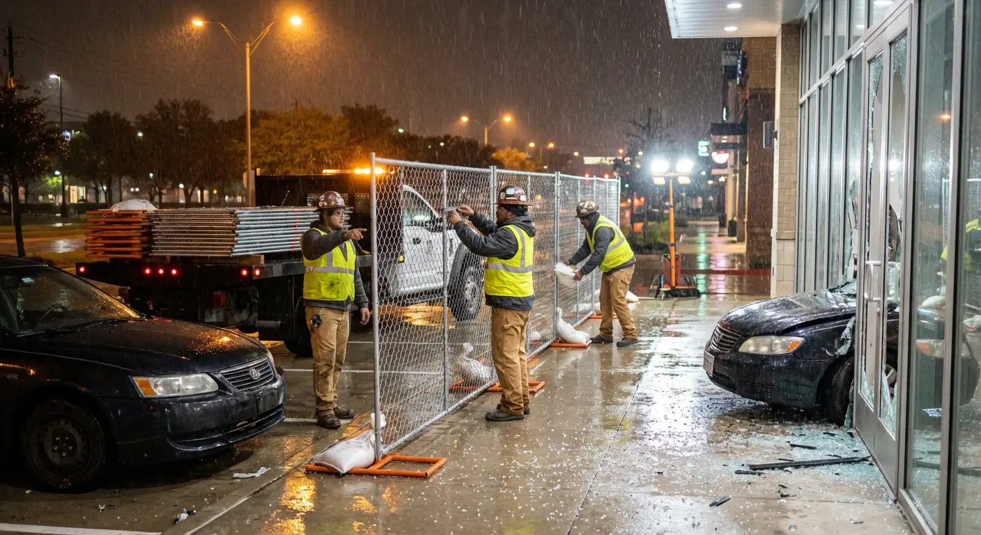 Emergency temporary fencing and dispatch logistics in Florissant, MO