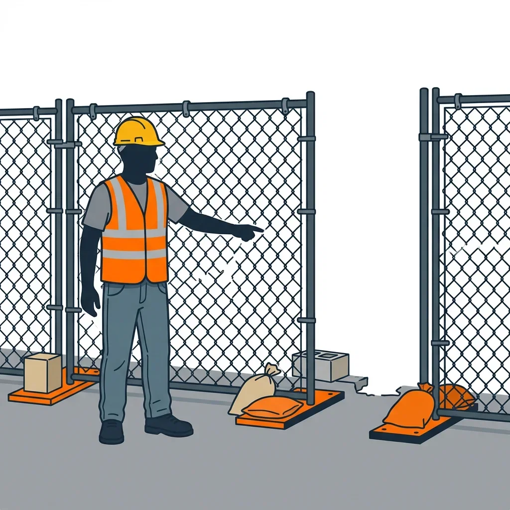Diagram illustrating common construction site perimeter vulnerabilities in Florissant, MO